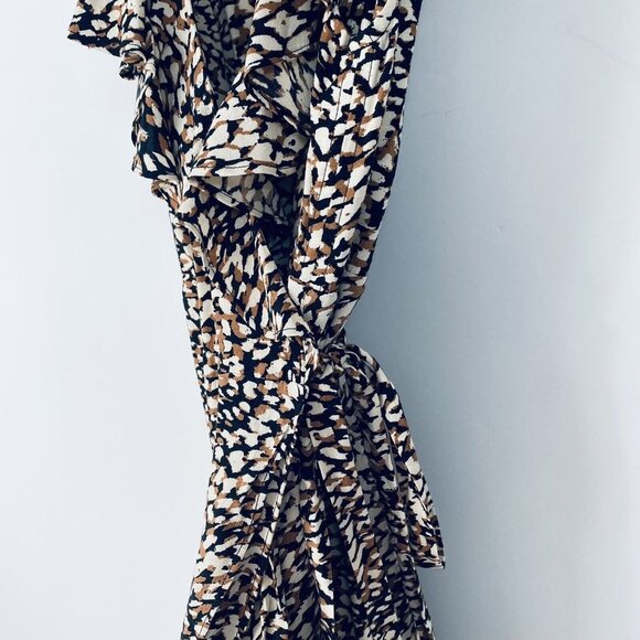 Free People French Quarter Mini Wrap Dress Jet Combo Leopard Print Black Small - Picture 6 of 11